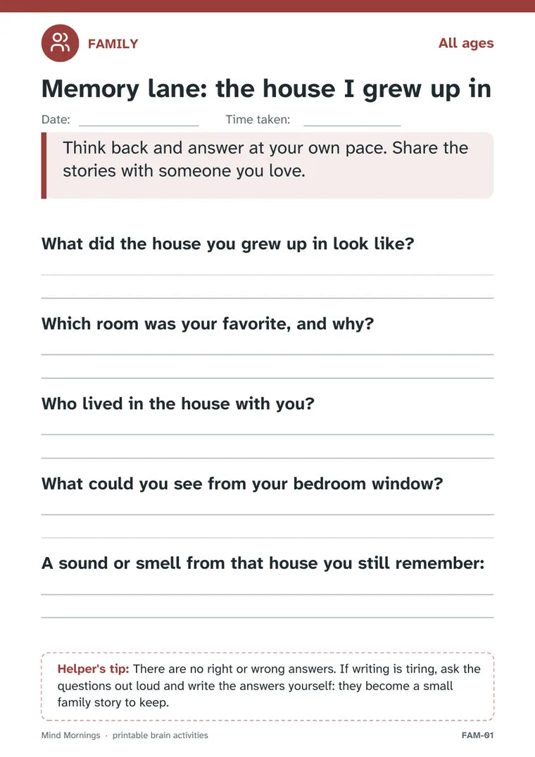 The Memory Lane page